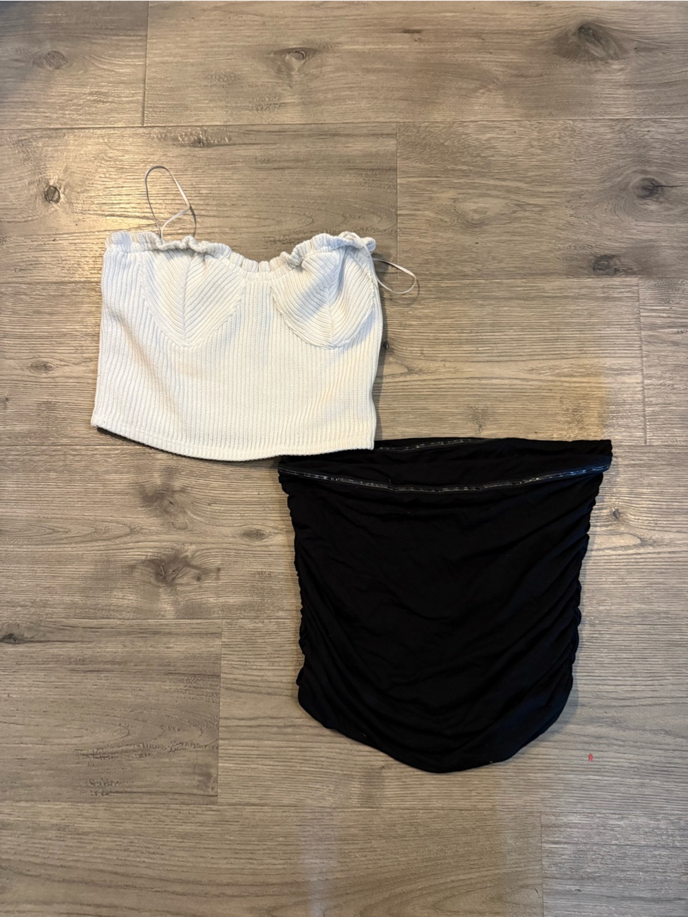 a new day White Ribbed Crop & Black Strapless Tube Duo
